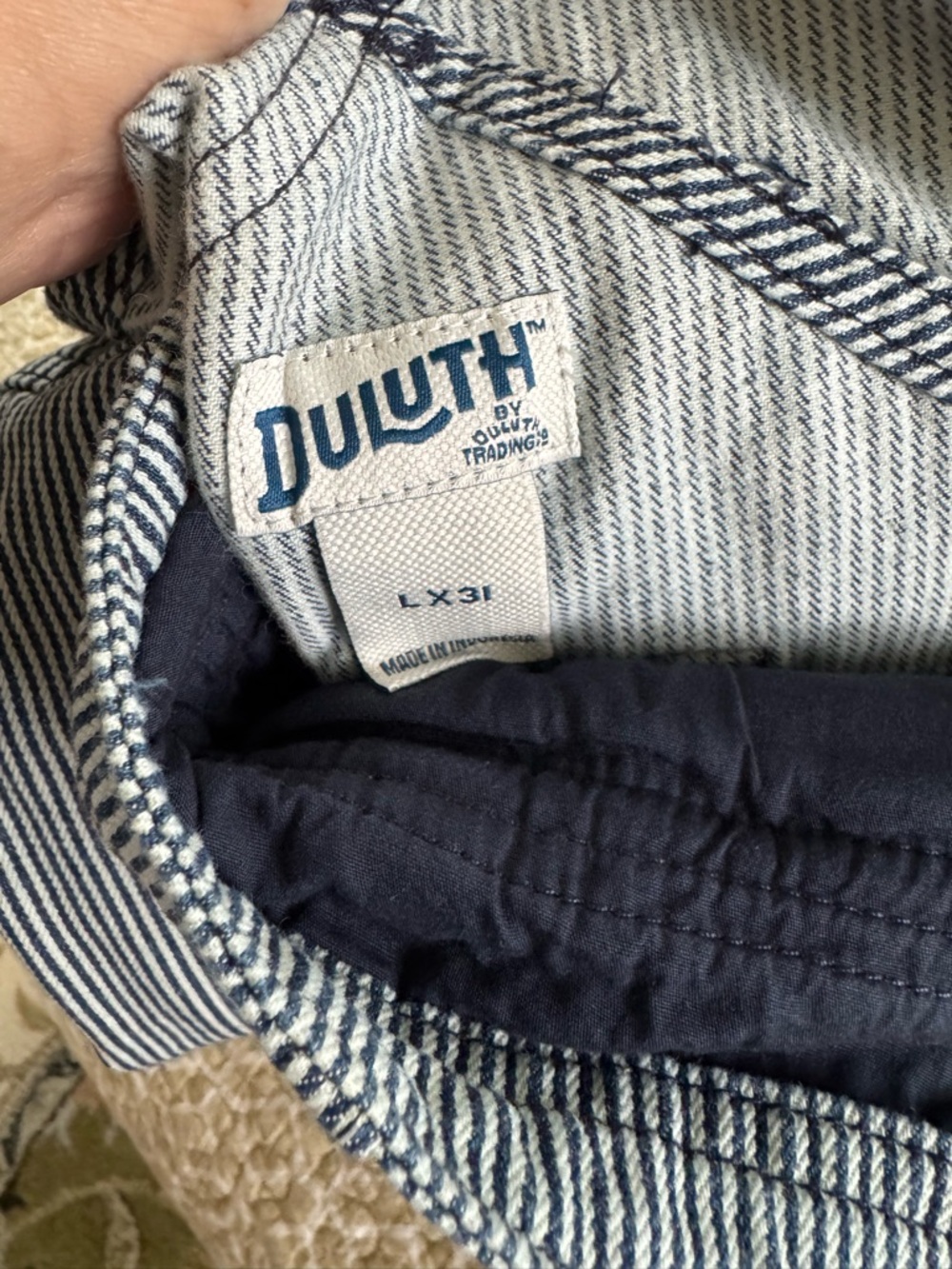 Duluth Trading Co. Navy Lined Blue & White Striped Overalls - Picture 6 of 6